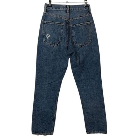 AGOLDE Riley High Rise Cropped Straight Jeans Button Fly Light Distress Size 23 - Picture 6 of 14